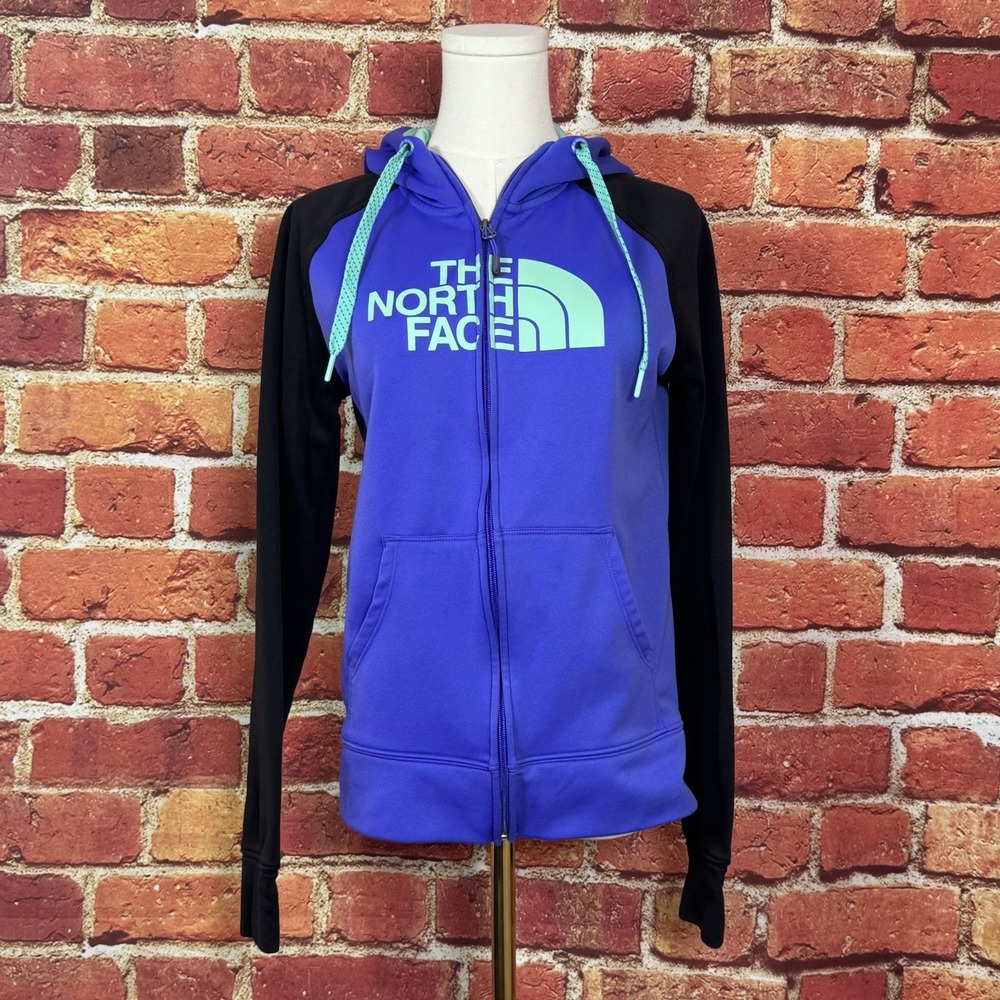 The North Face Women's Size Small Full Zip‎ Hoodie 1/2 Dome Logo Activewear EUC